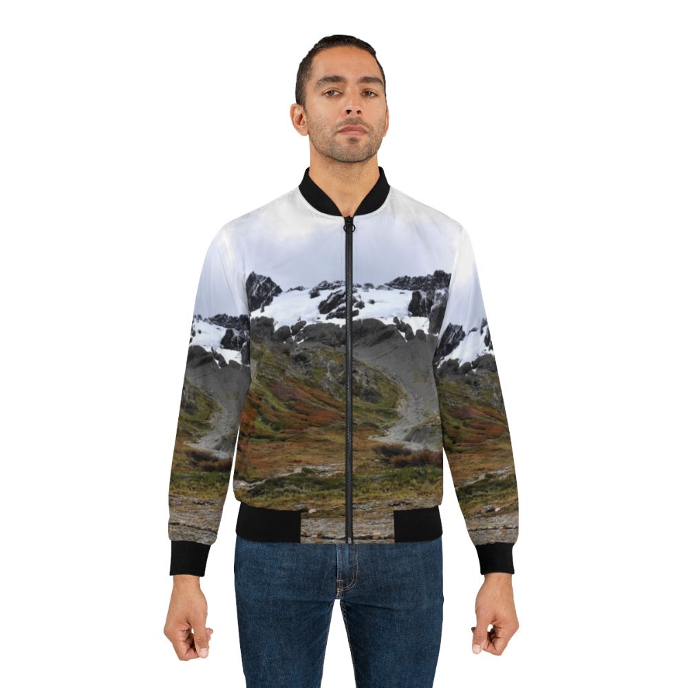 Argentina Ushuaia Bomber Jacket with Patagonia Landscape - Lifestyle