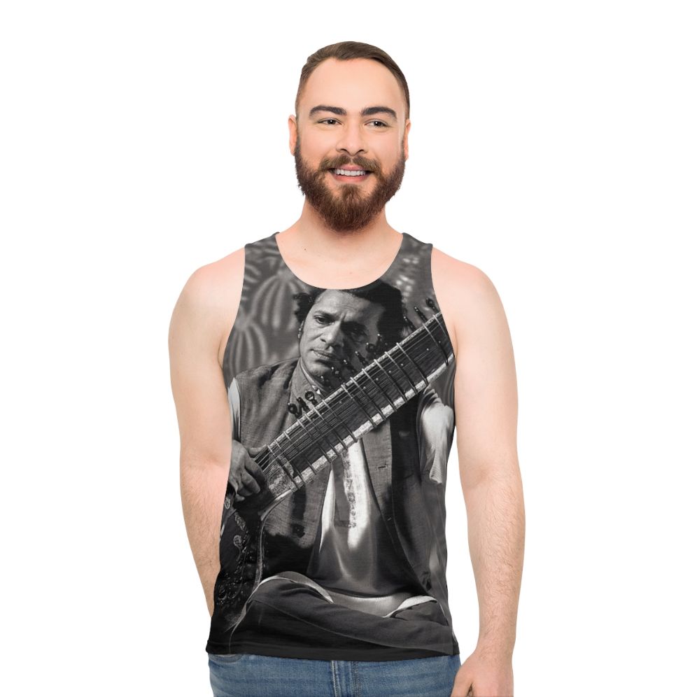 Indian sitar player wearing unisex tank top - men