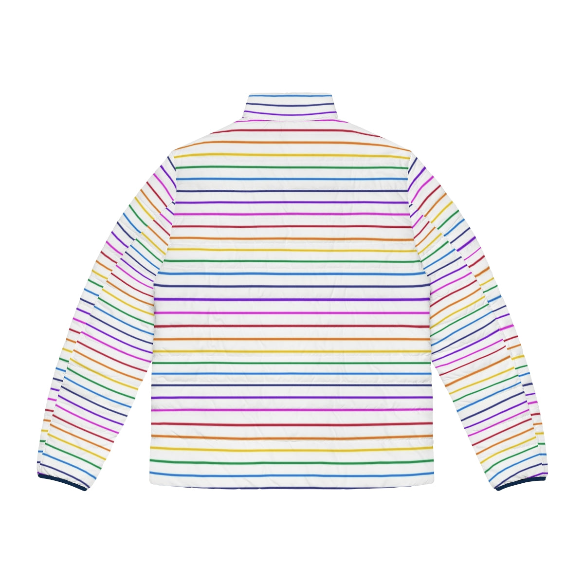 Colorful horizontal rainbow striped puffer jacket - Back