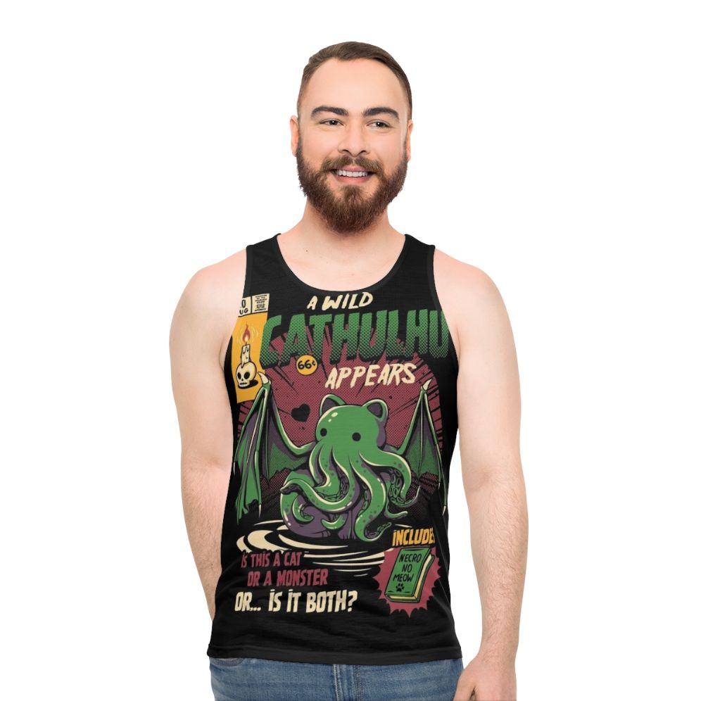 Cthulhu horror cat tank top - men