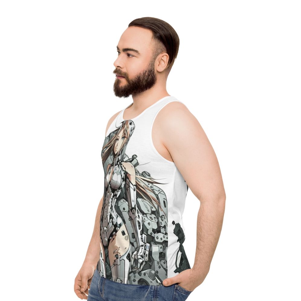 Armored anime girl in a unisex tank top - men side