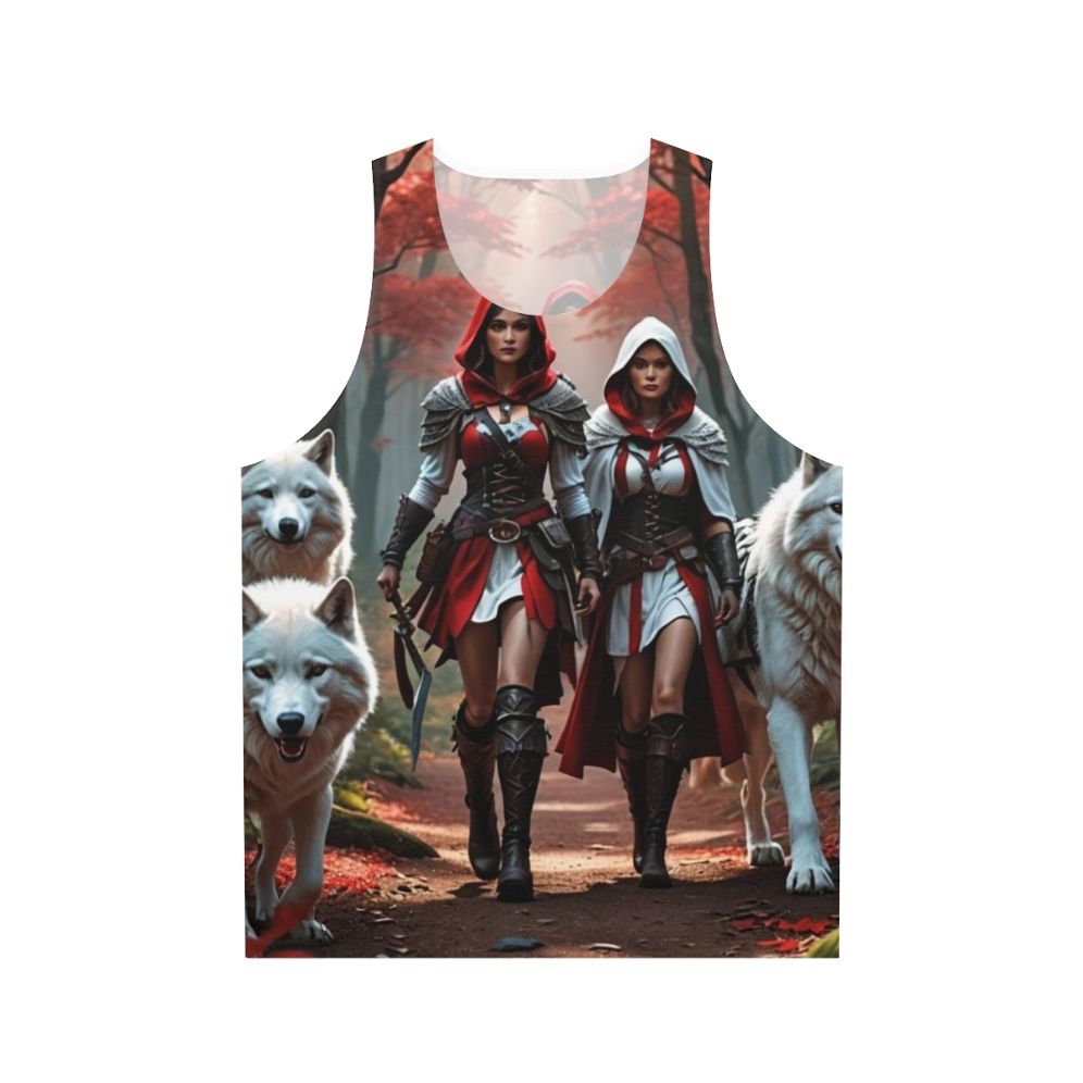 Unisex wolf print tank top