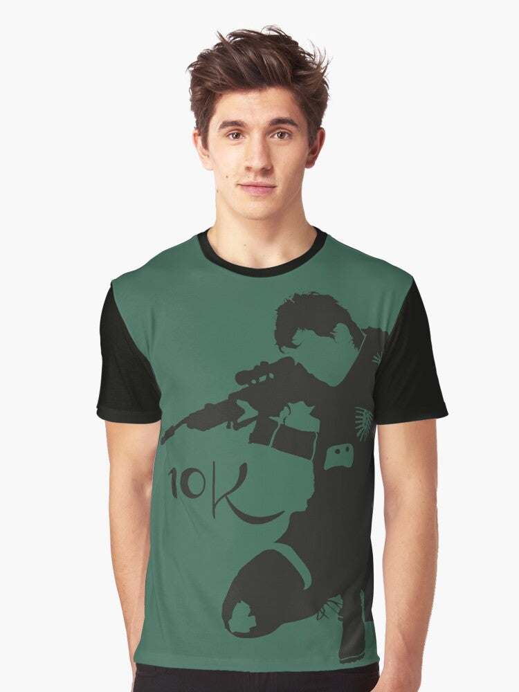 "Z Nation 10K Graphic T-Shirt featuring the character 10K from the zombie apocalypse TV show" - Men