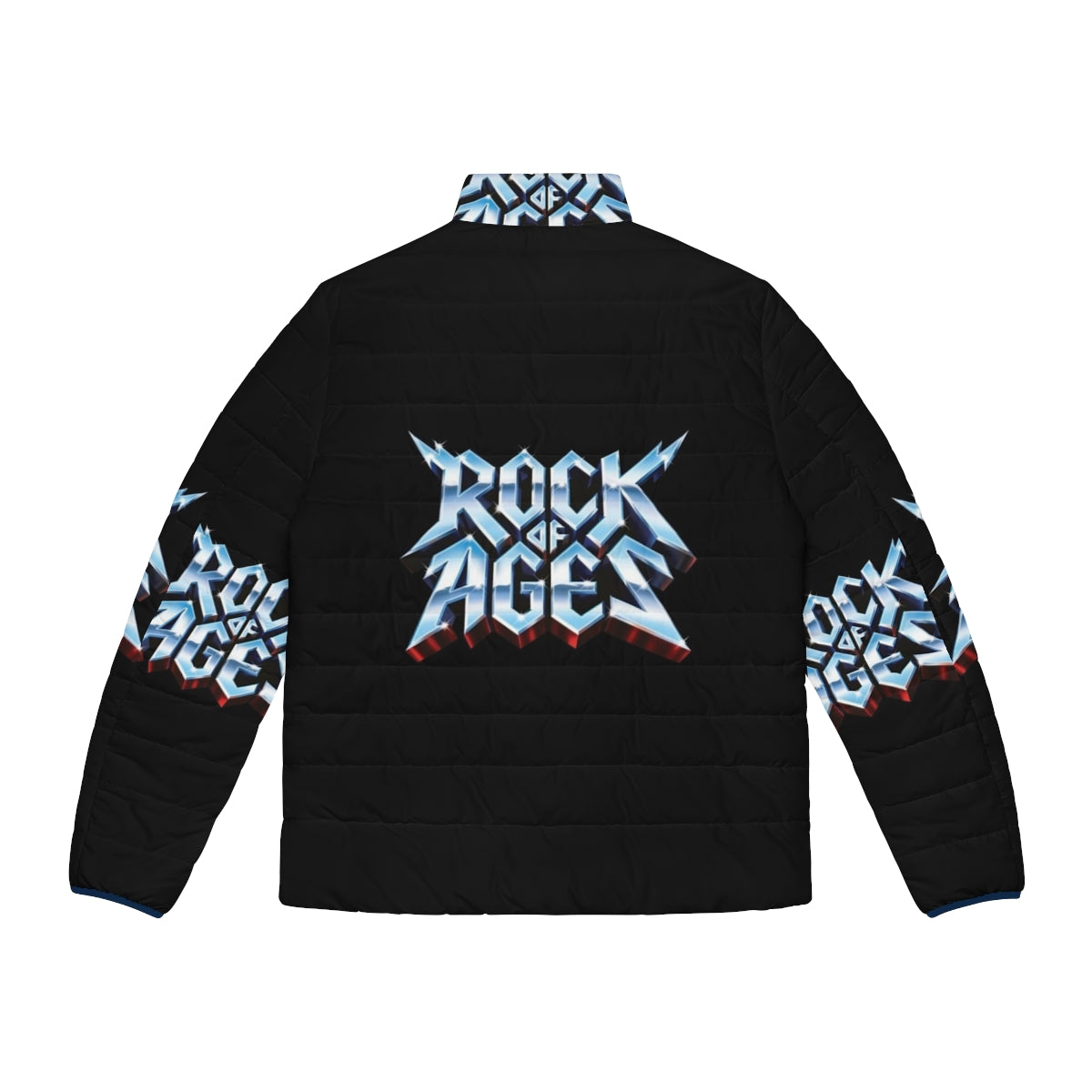 Metallic puffer jacket with a rock and heavy metal inspired design - Back