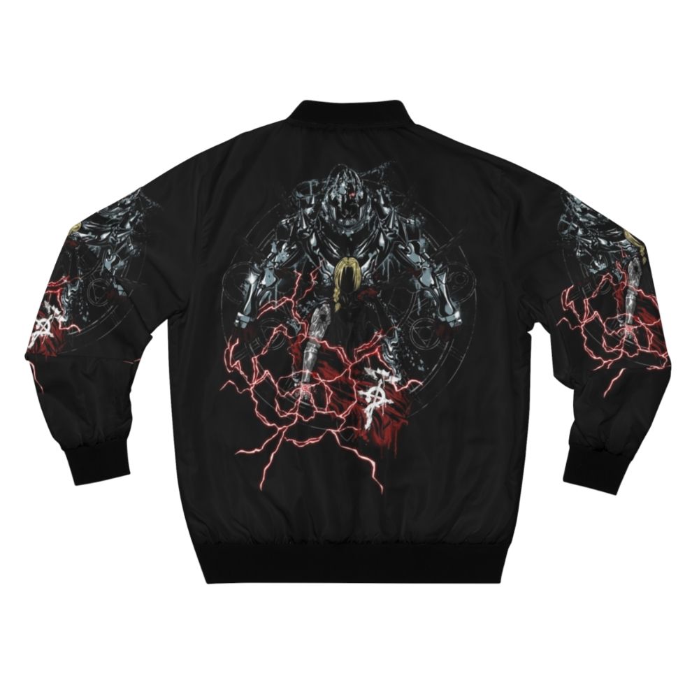 Fullmetal Alchemist inspired bomber jacket with graffiti-style design - Back