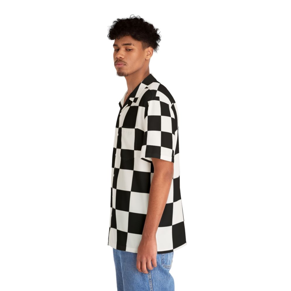 Checkered flag pattern hawaiian shirt for race car fans - People Left