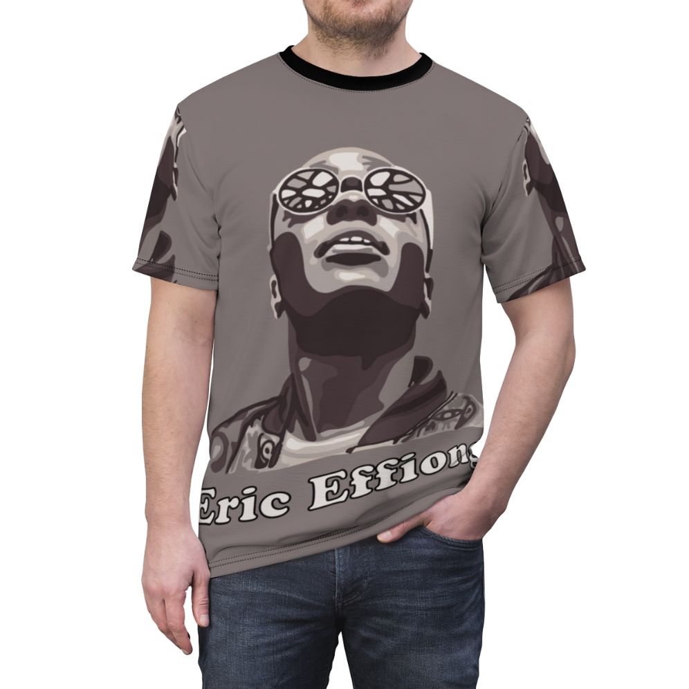 A high-quality t-shirt featuring a print of the character Eric from the popular Netflix series Sex Education. - men front