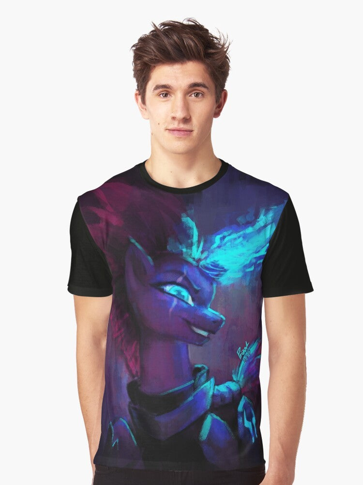 Tempest Shadow, a unicorn from the My Little Pony movie, featured on a graphic t-shirt. - Men