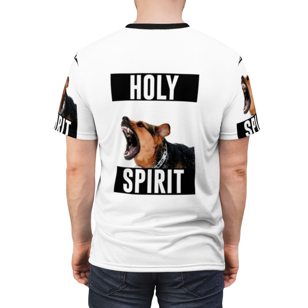 Holy Spirit graphic design on a t-shirt - men back