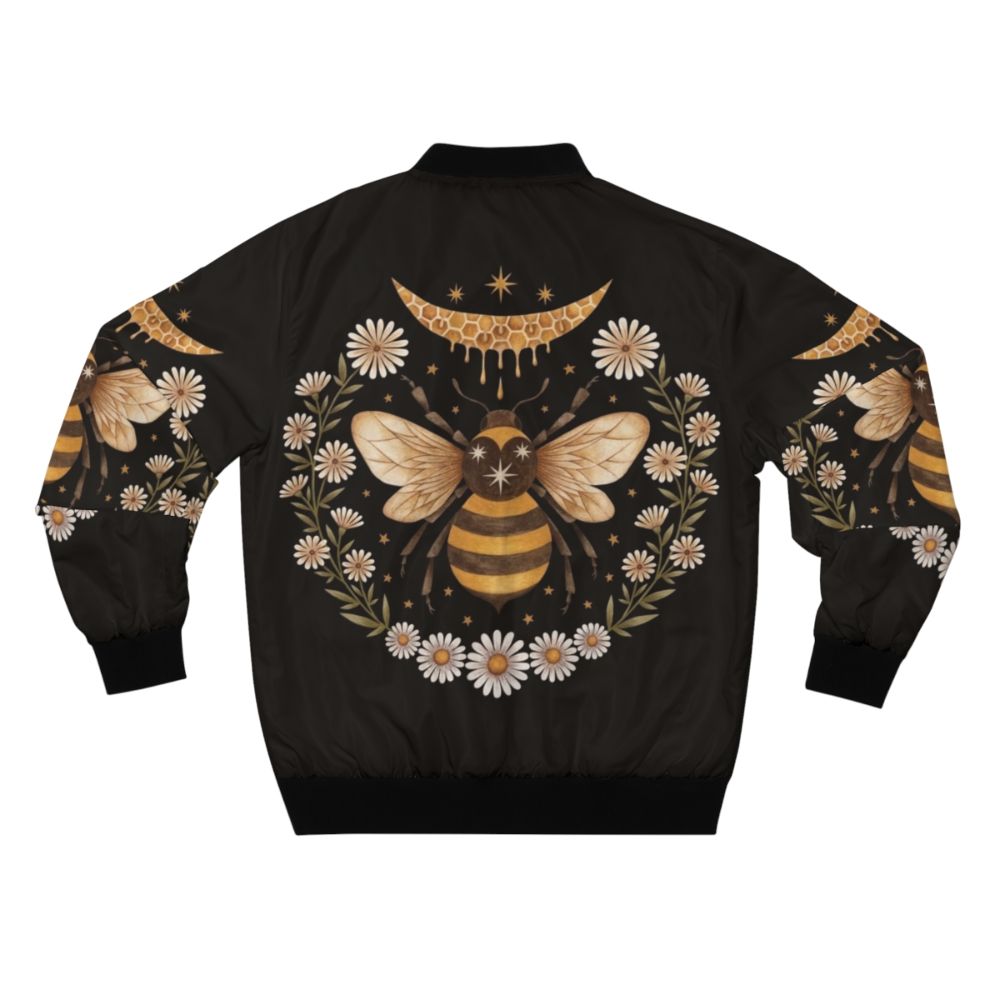 Honeymoon bomber jacket with bee, honeycomb, and floral design - Back