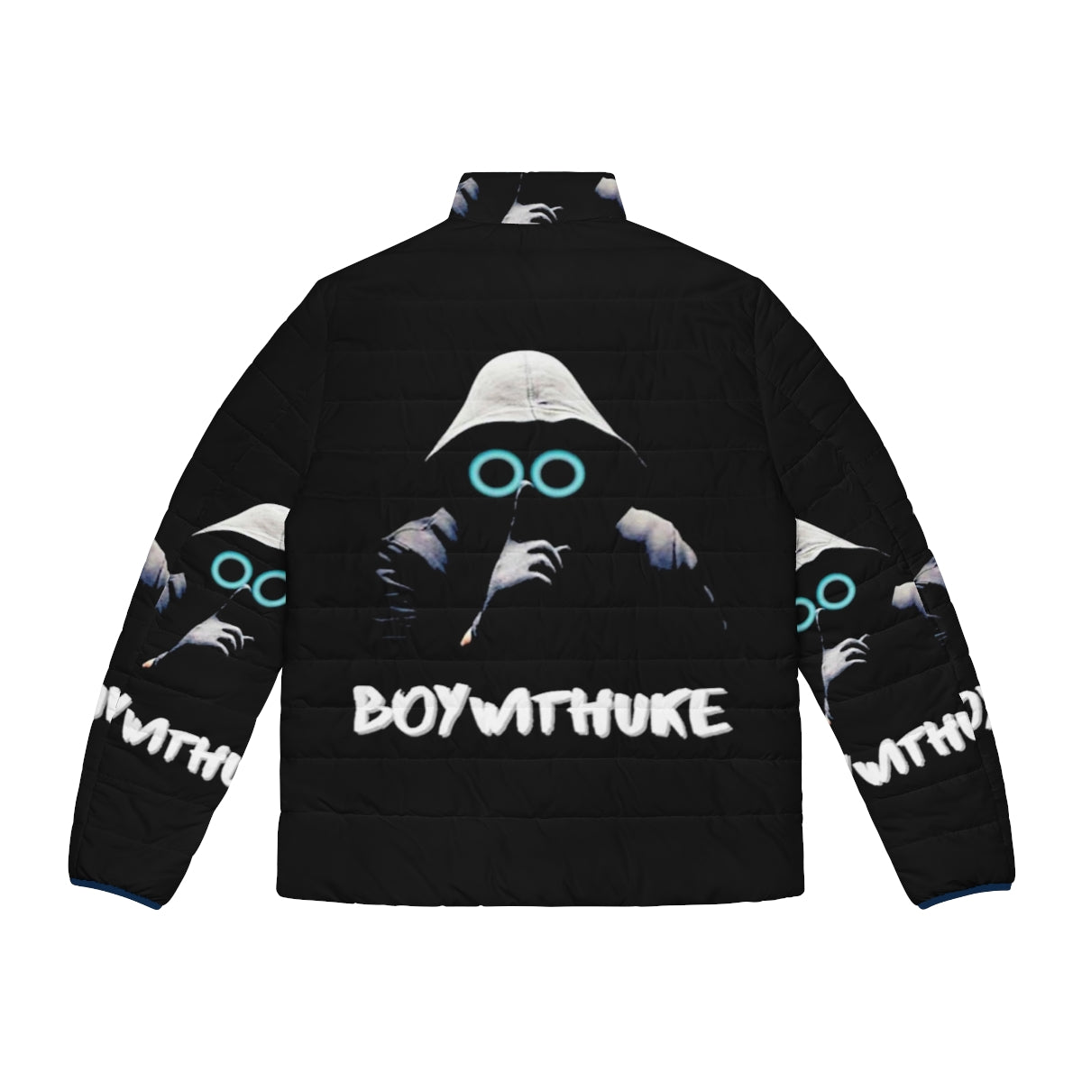 Toxic Boy Puffer Jacket with Boy with Uke Design - Back