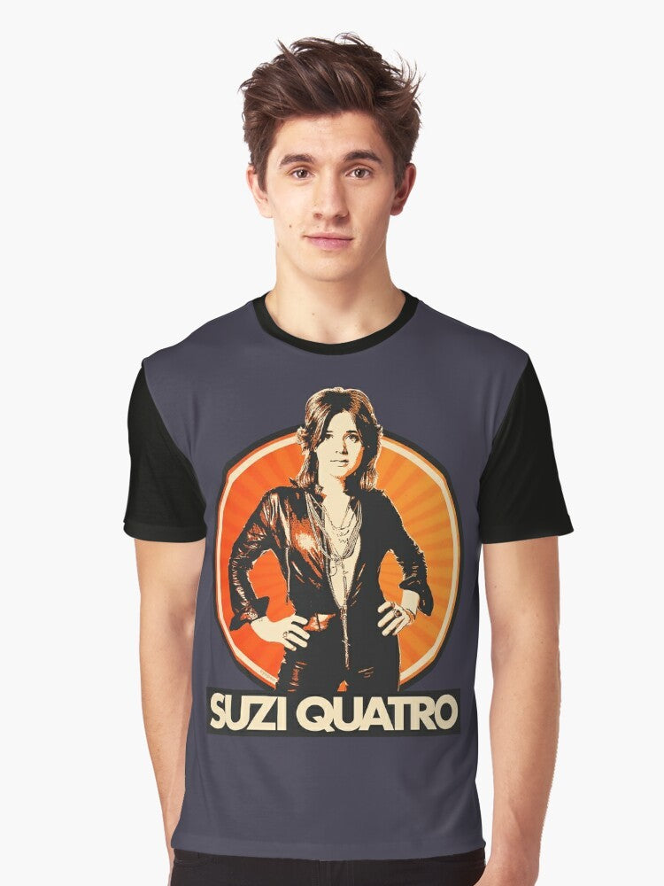 Suzi Quatro 70s glam rock graphic t-shirt with vintage style design - Men