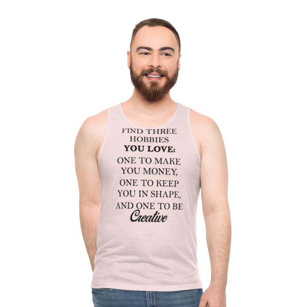 Unisex tank top with "Find Free Hobbies" design - men