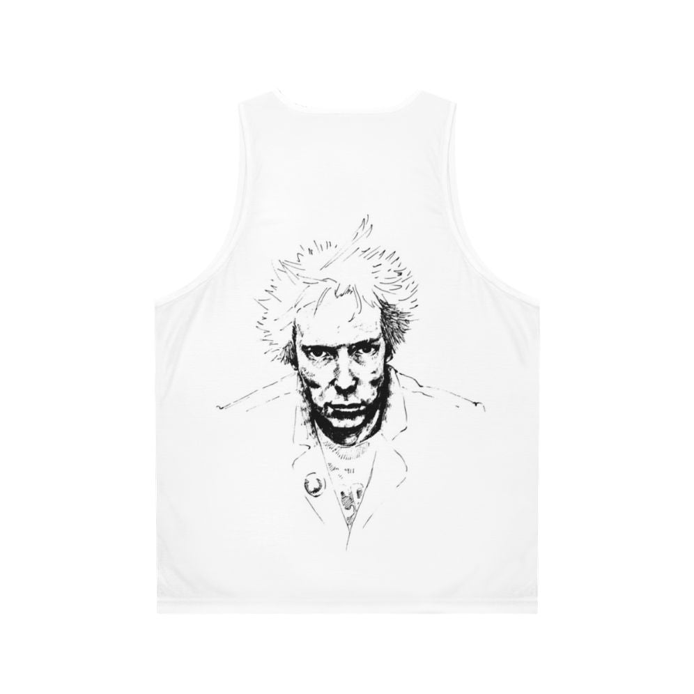 Punk rock unisex tank top with rebellious and anti-establishment design - Back