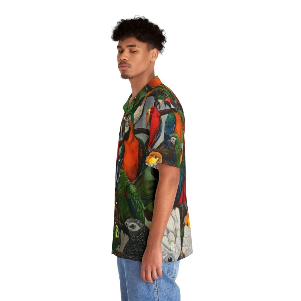 Vibrant tropical bird Hawaiian shirt with colorful parrot and nature motifs - People Left