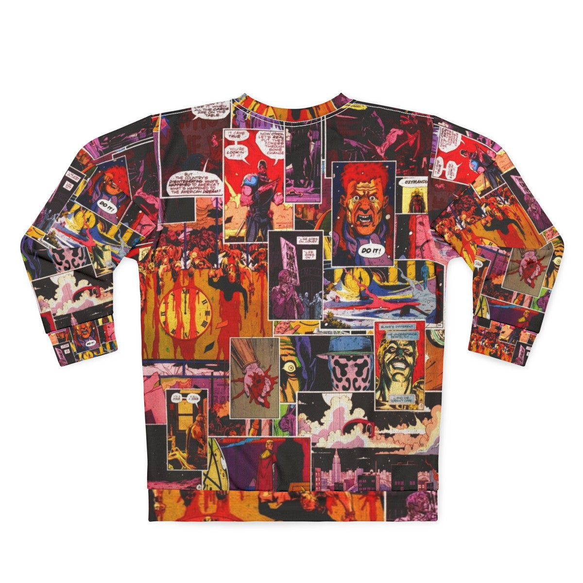 Watchmen comic book inspired sweatshirt with collage of characters - Back