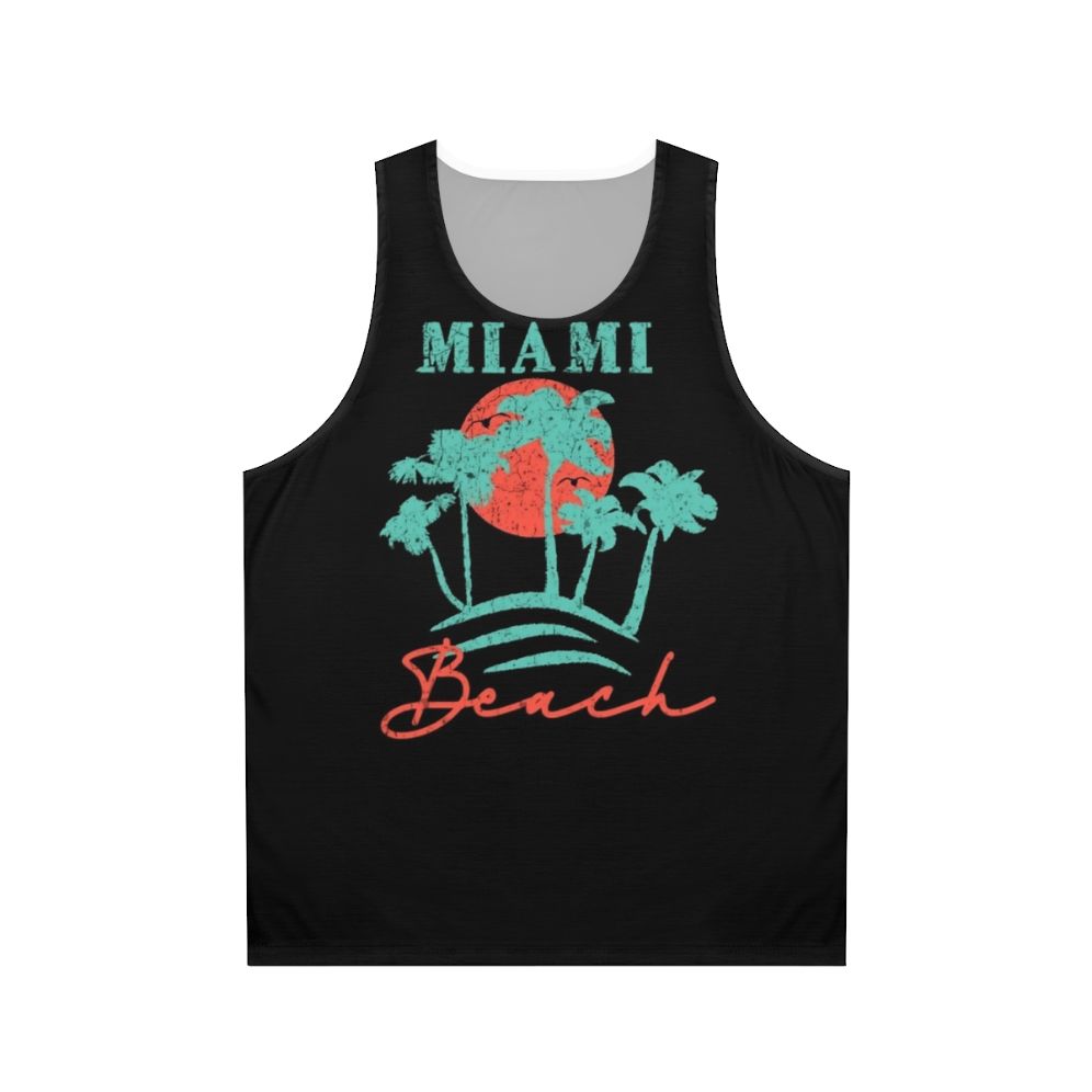 Vintage Miami Beach Retro Sunset Distressed Unisex Tank Top