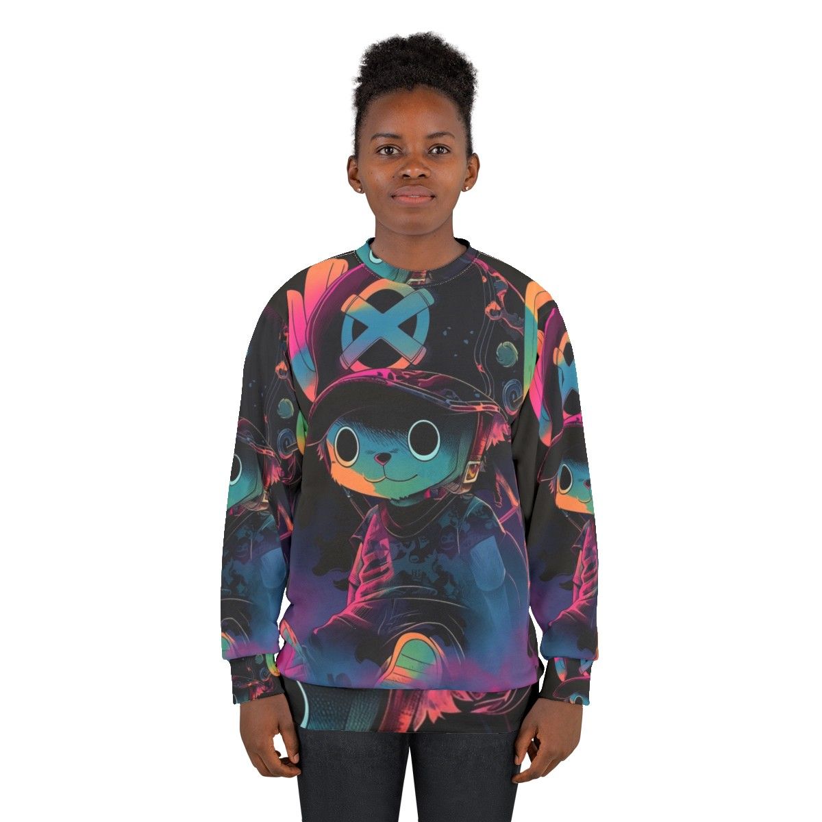 Cotton candy graffiti design on a cozy sweatshirt - women