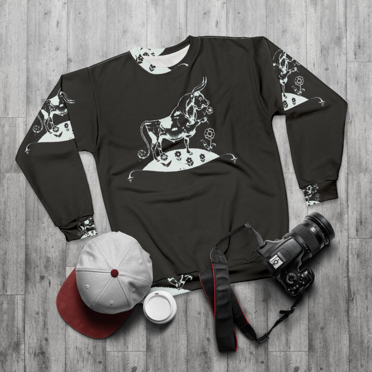 Elliott Smith Inspired Ferdinand The Bull White Sweatshirt - flat lay