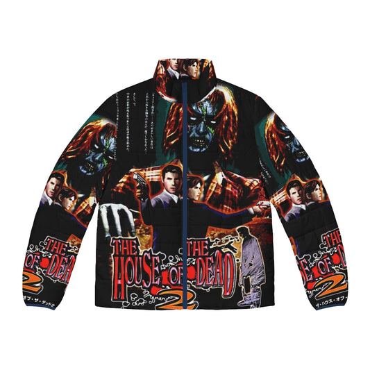 Japanese art-inspired puffer jacket featuring "The House of the Dead 2" Sega Dreamcast video game graphics