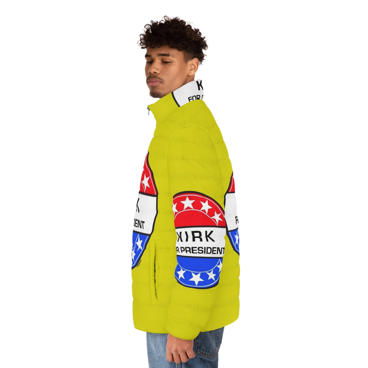 Kirk For President Puffer Jacket - Sci-Fi Inspired Fashion - men side left