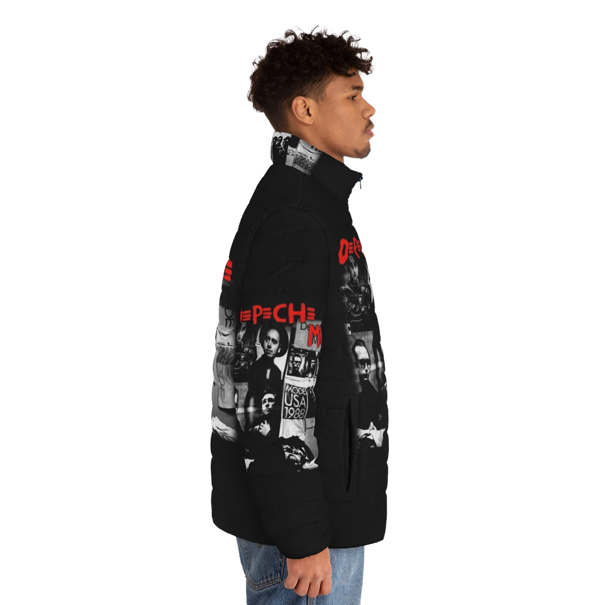 Depeche Mode inspired metal rock music puffer jacket - men side right