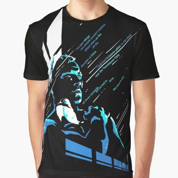 Like Tears in Rain Sci-Fi Graphic T-Shirt featuring a quote from Philip K. Dick's Blade Runner