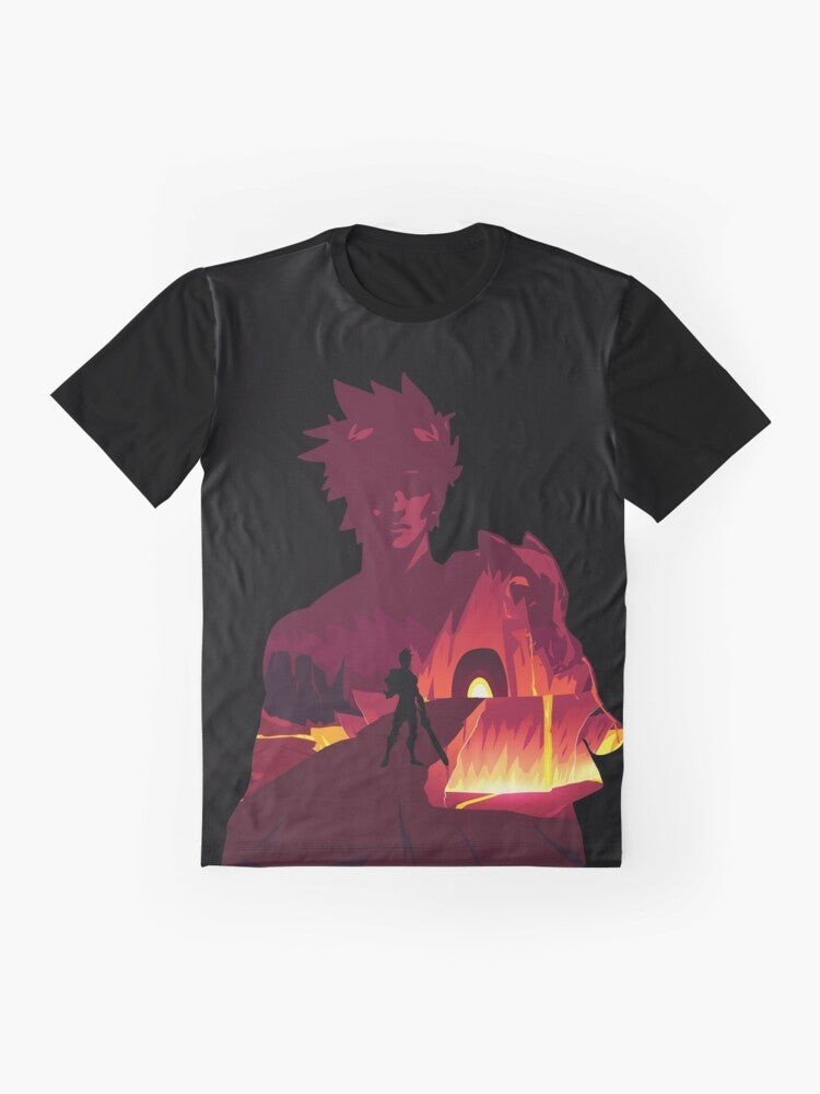 Zagreus - Hades "Negative Illusion" Graphic T-Shirt featuring a double exposure, vector art design of the character Zagreus from the Hades video game. - Flat lay