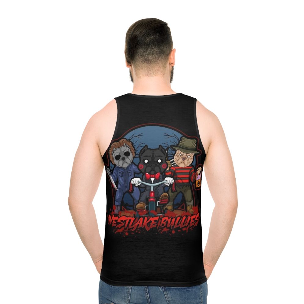 Spooky Pitbull Unisex Tank Top - men back