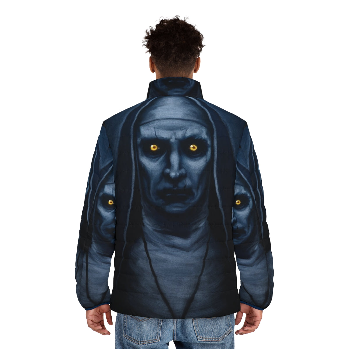 Valak Painting Puffer Jacket with The Conjuring Horror Movie Inspired Design - men back