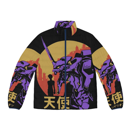 Neon Genesis Evangelion retro puffer jacket with Eva Unit 01 design