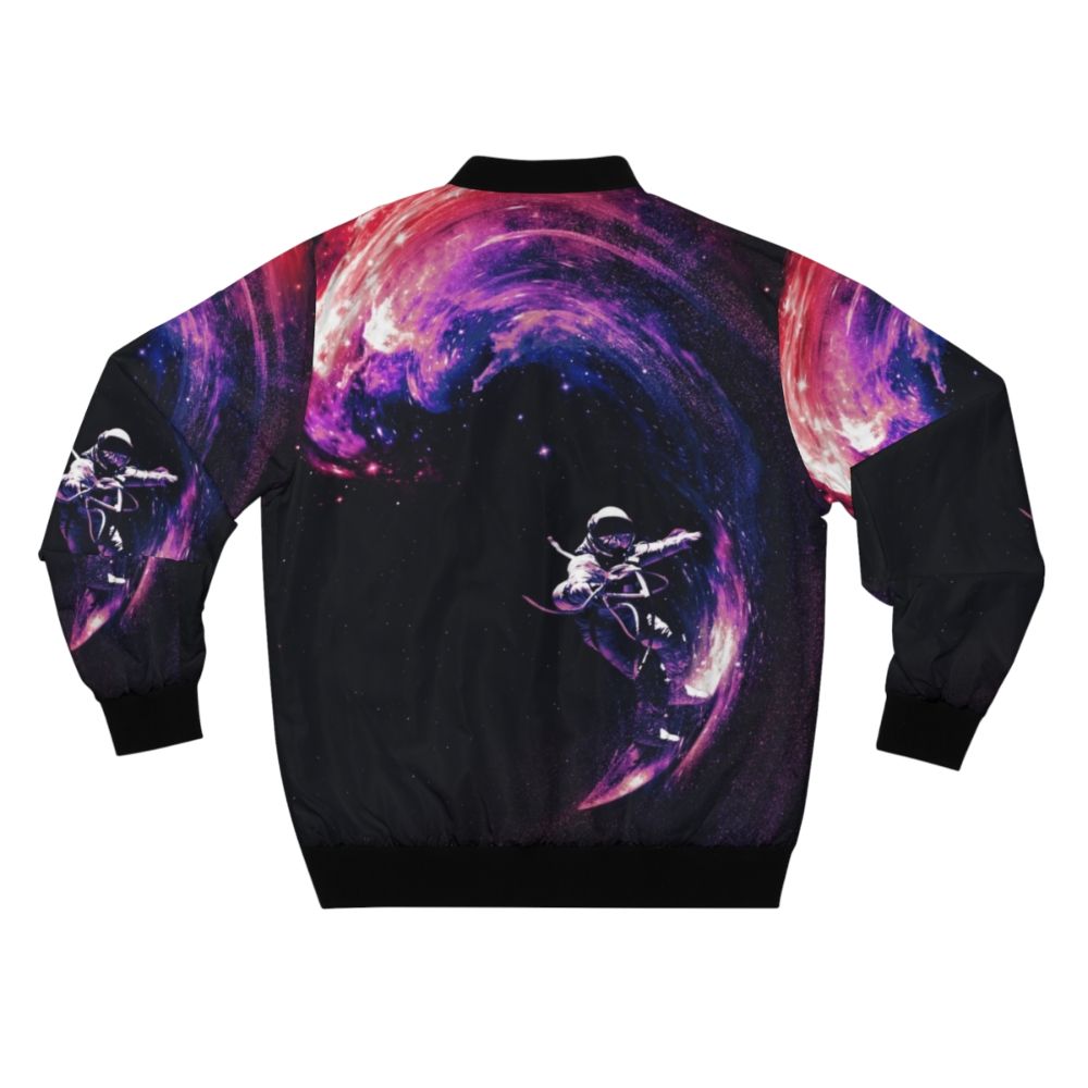 Space Surfing II Cosmic Bomber Jacket with Galaxy, Stars, and Celestial Designs - Back