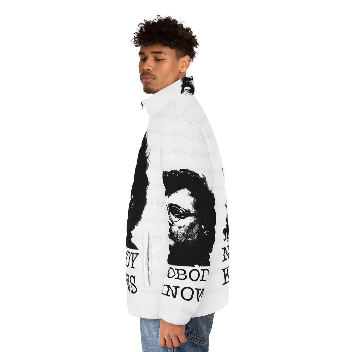 Terence McKenna psychedelic puffer jacket - men side left