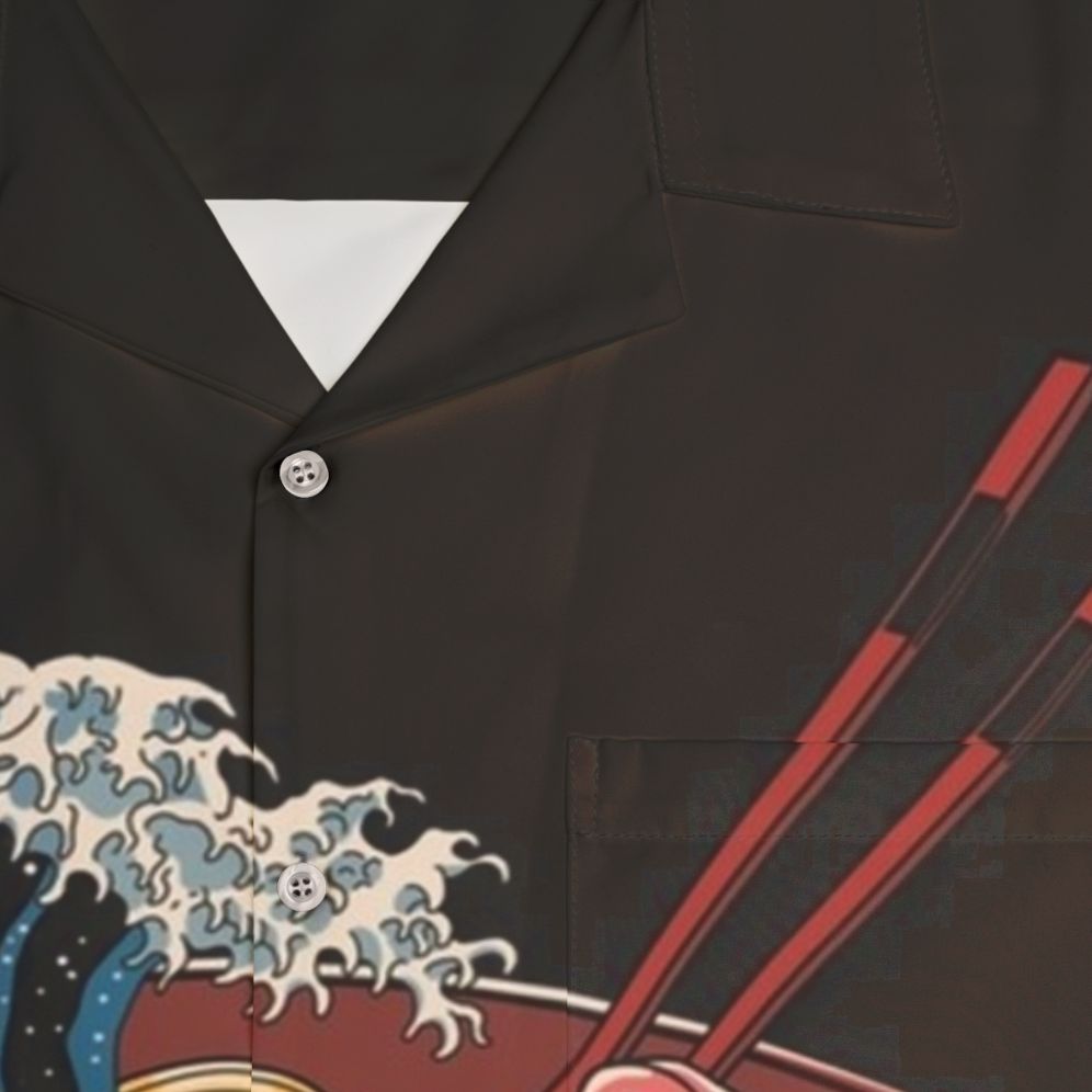 Ramen-Inspired Hawaiian Shirt with 'The Great Wave' Design - Detail