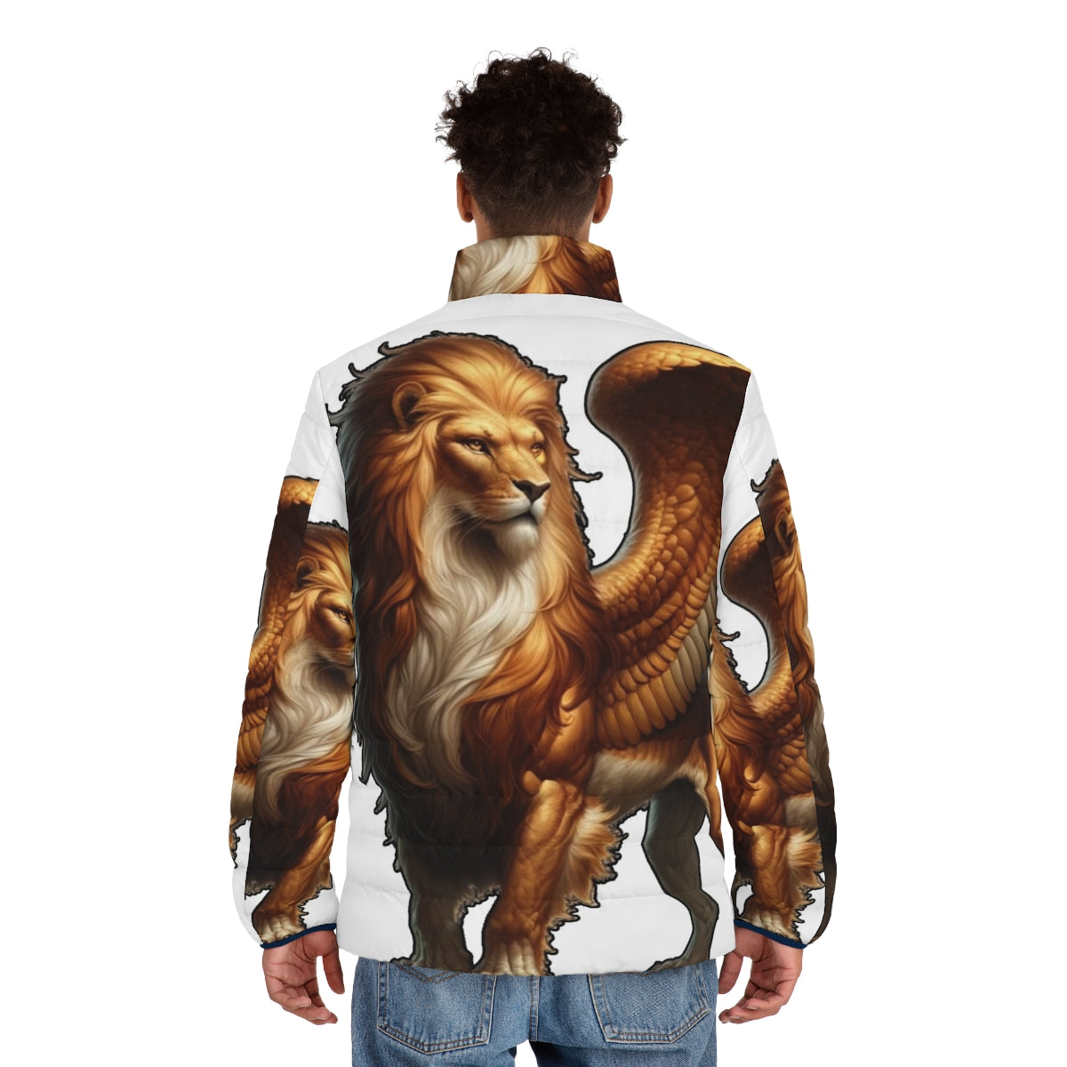 Grrrifin Puffer Jacket - A Legendary Mythological Creature-Inspired Outerwear - men back