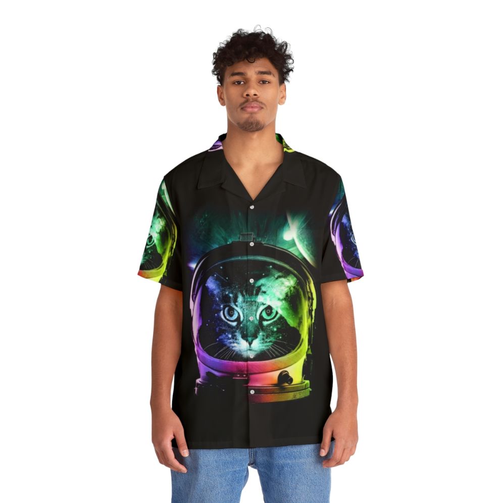 Intergalactic Astronaut Cat Hawaiian Shirt - People Front