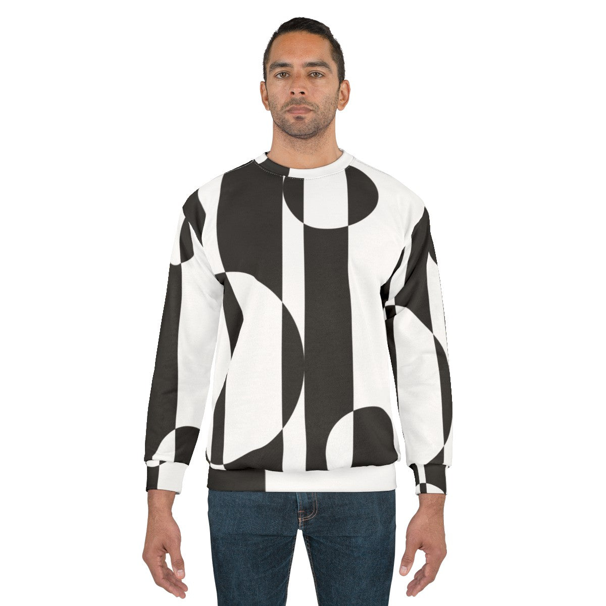 Retro 1960s black and white op art sweatshirt - men