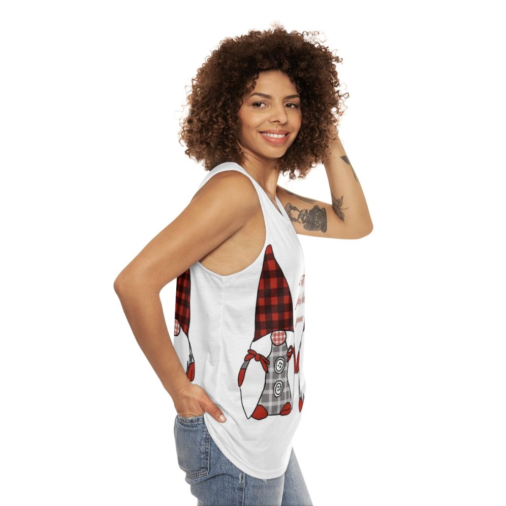 Festive gnome unisex tank top - women side