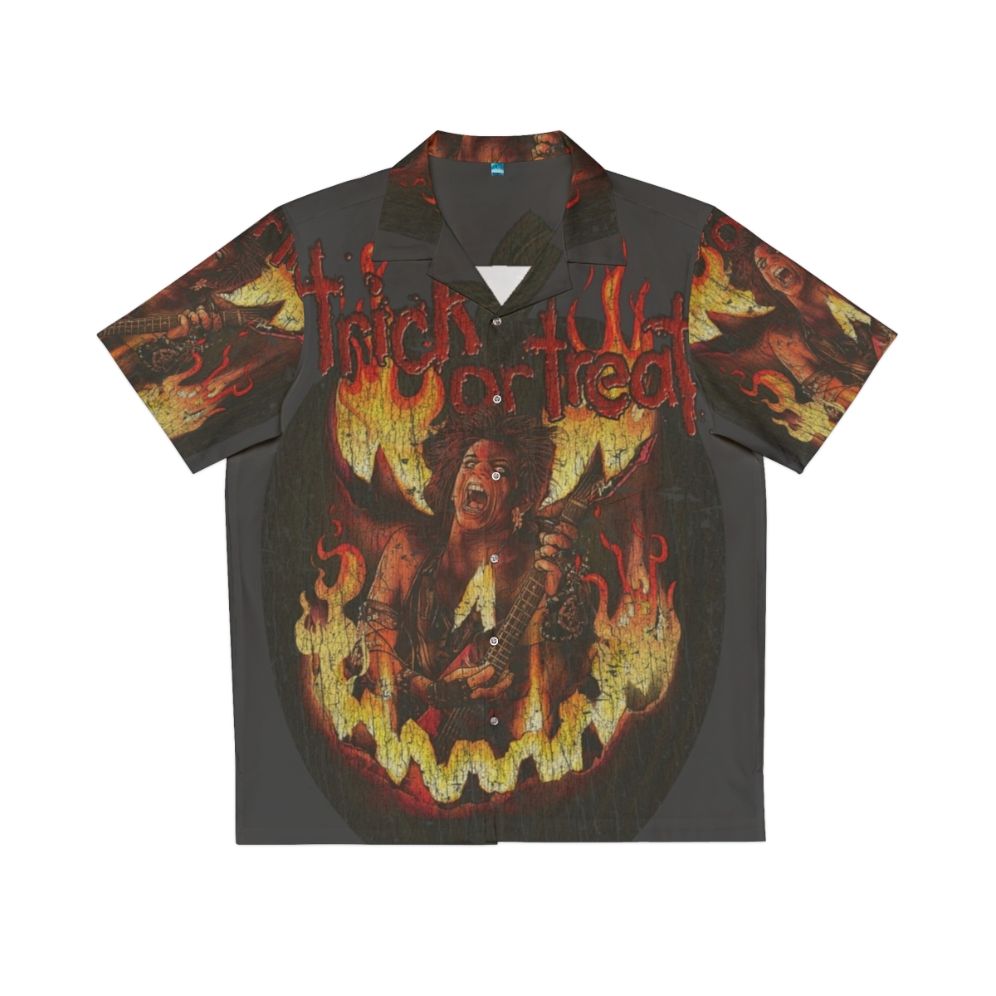 Trick Or Treat 1986 Hawaiian Shirt with horror and heavy metal graphics