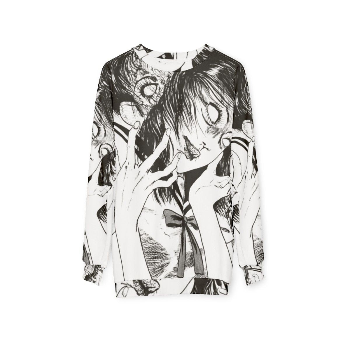 Monochrome possession horror manga anime graphic sweatshirt - hanging