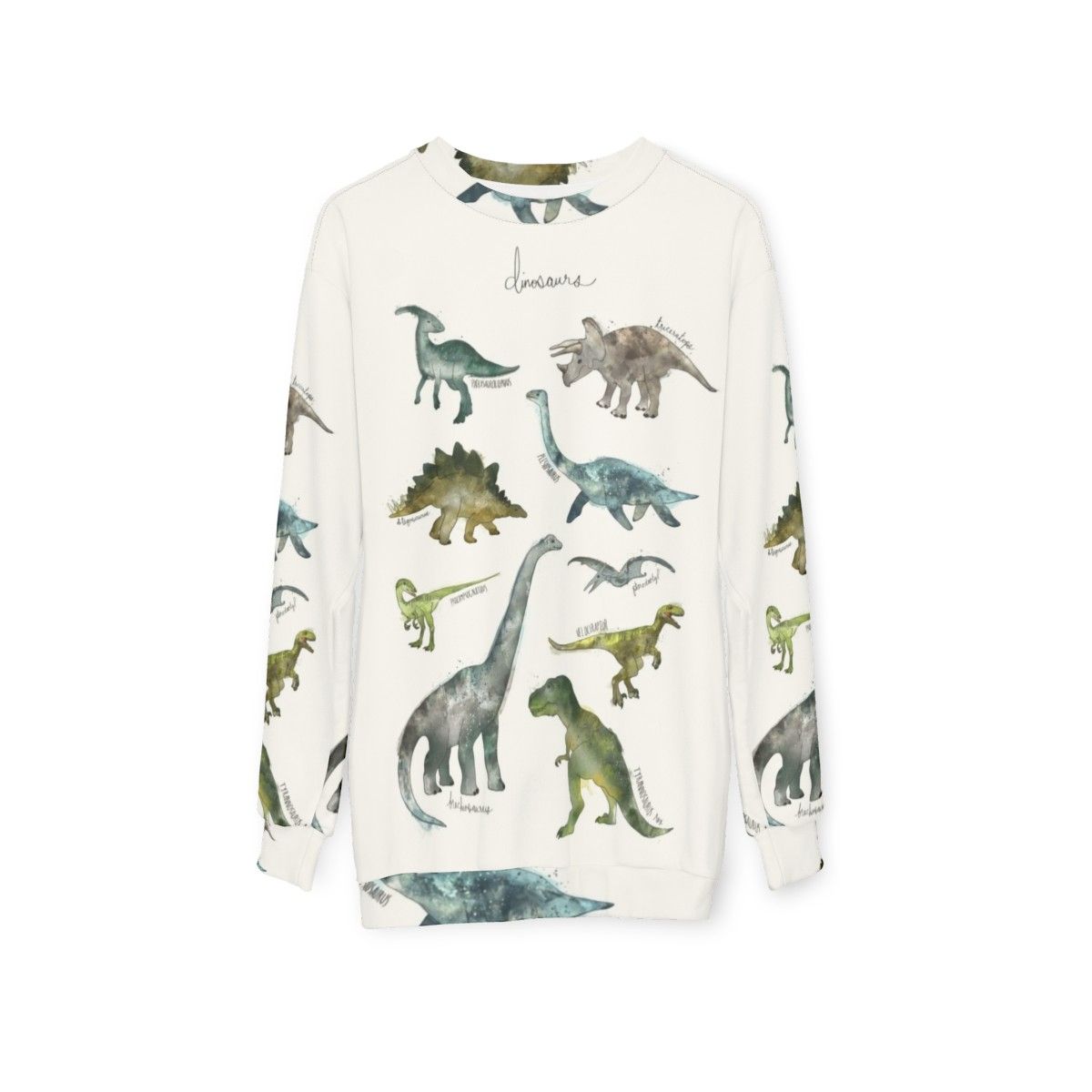 Dinosaur Sweatshirt with Prehistoric Illustrations - hanging