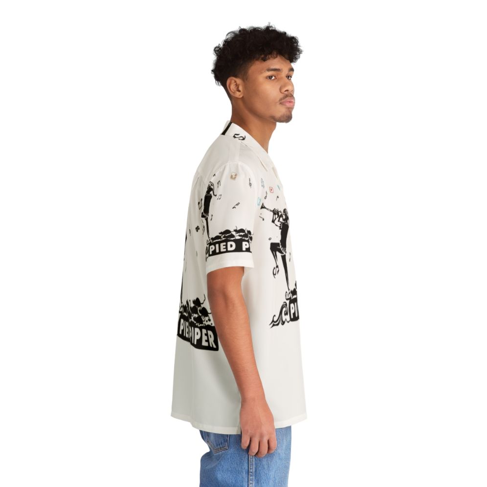 Pied Piper Hawaiian Shirt with Fairytale Inspired Monotone Black and White Print - People Pight