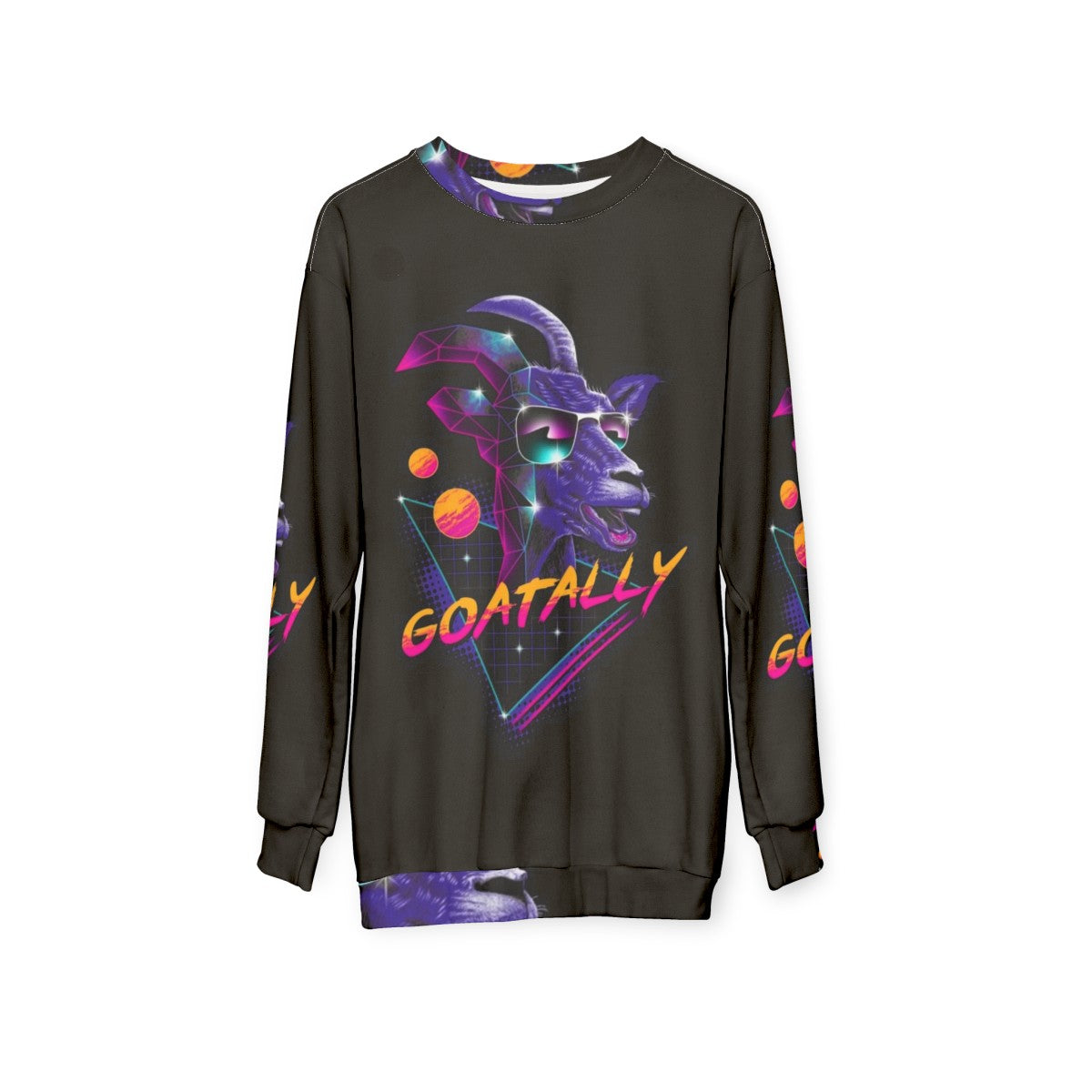 Goatally neon retro synthwave sweatshirt - hanging