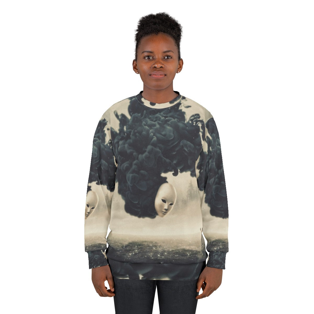 Dark surrealism sweatshirt featuring a surreal and creepy design - women