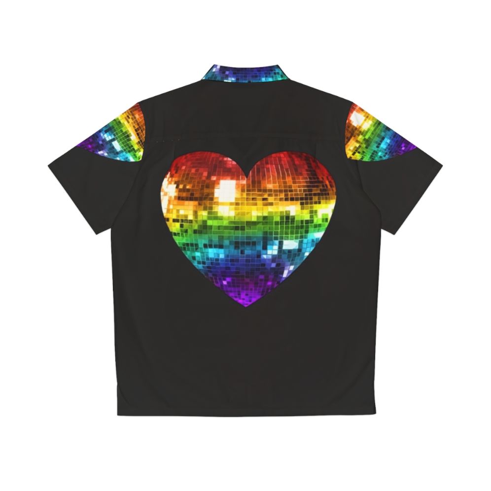 Rainbow Disco Ball Heart Hawaiian Shirt - Back