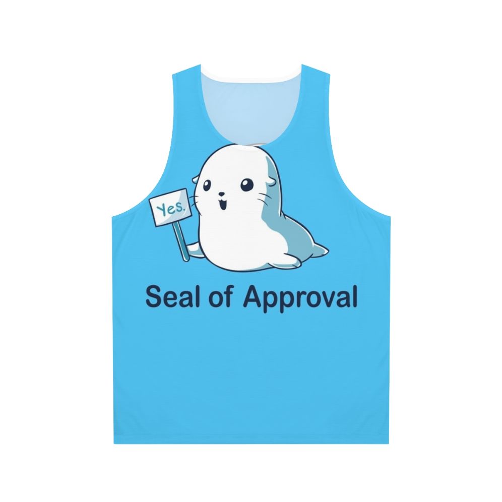 Geeky unisex tank top with seal of approval parody design