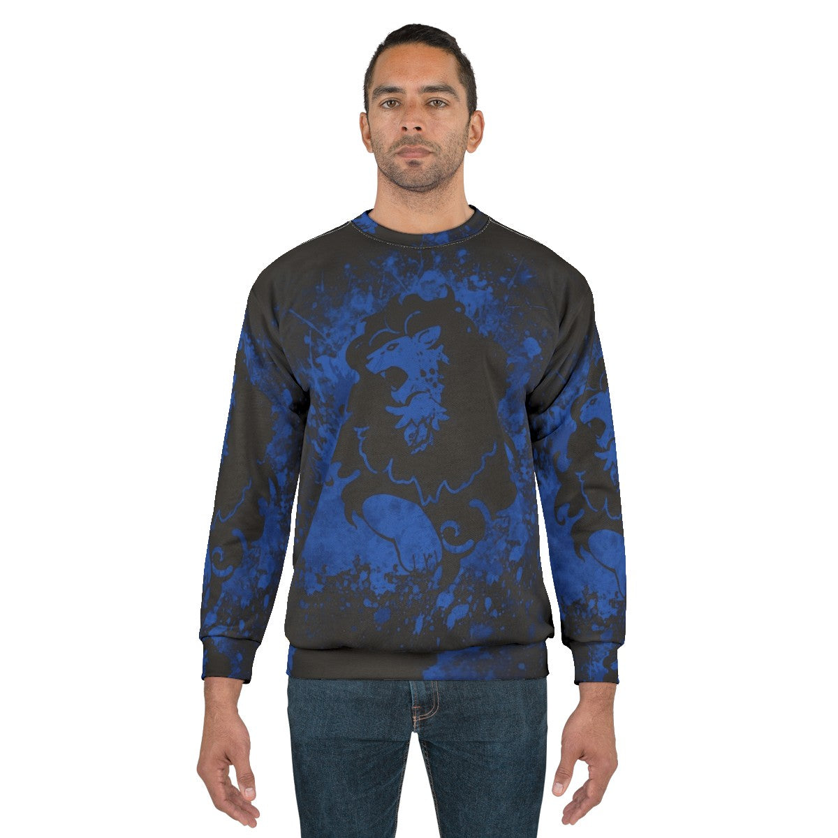 Blue Lion Splatter Fire Emblem Themed Sweatshirt - men