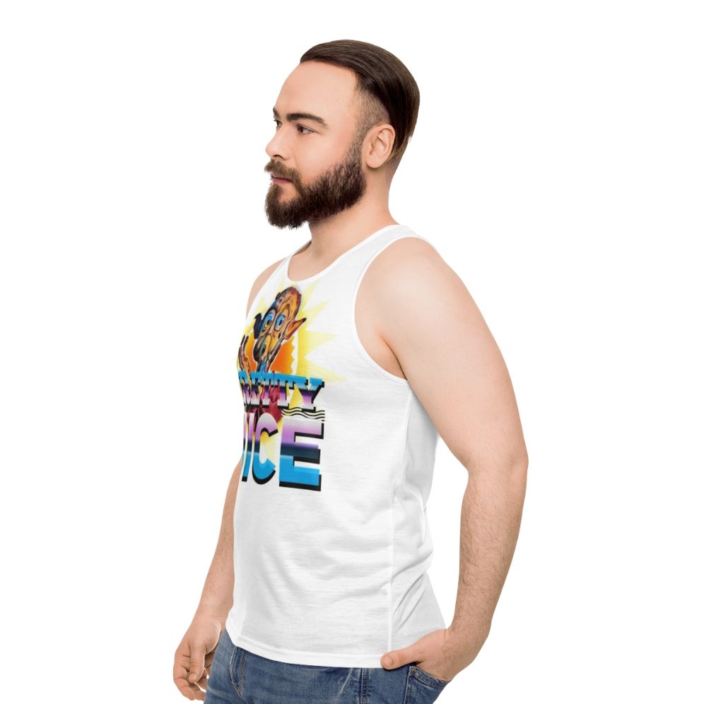 Unisex retro 1980s sci-fi inspired dance party tank top - men side