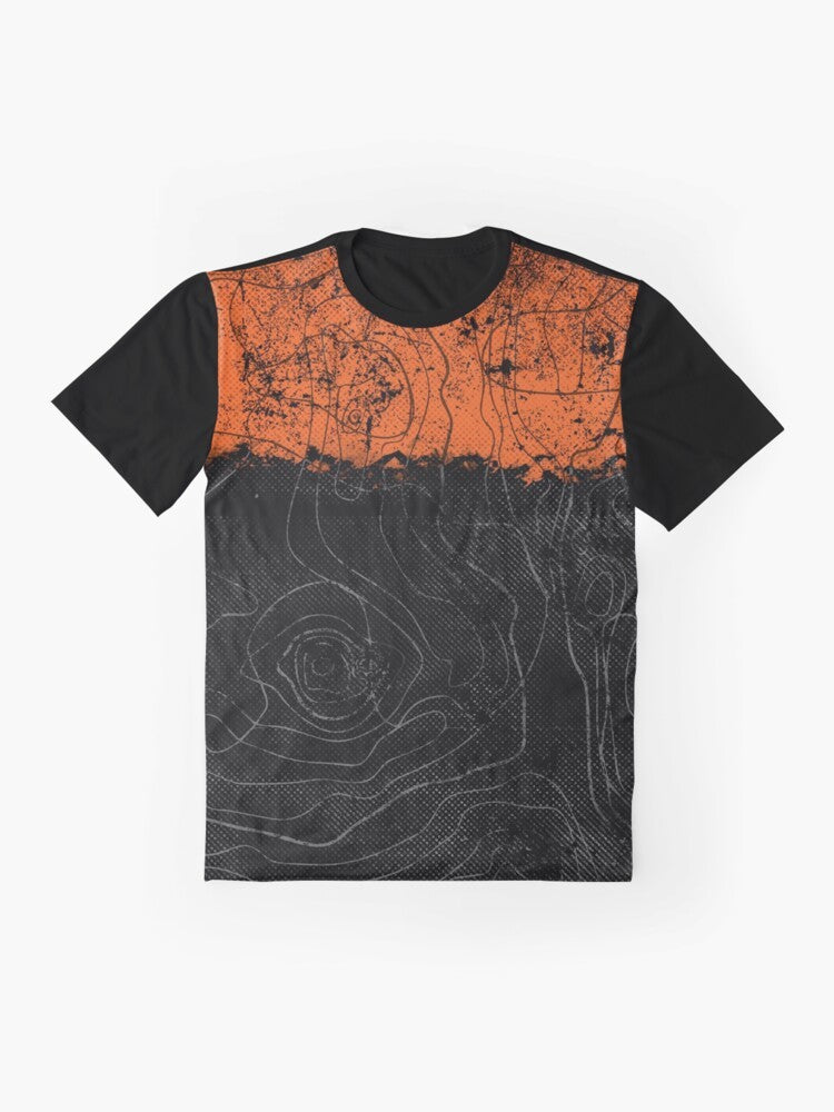 Topography map graphic t-shirt design - Flat lay