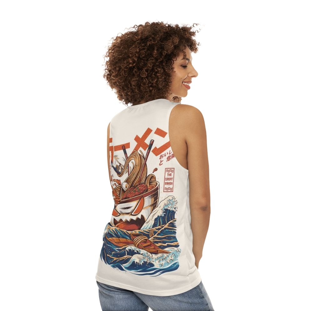 Retro anime kaiju monster food illustration unisex tank top - women back